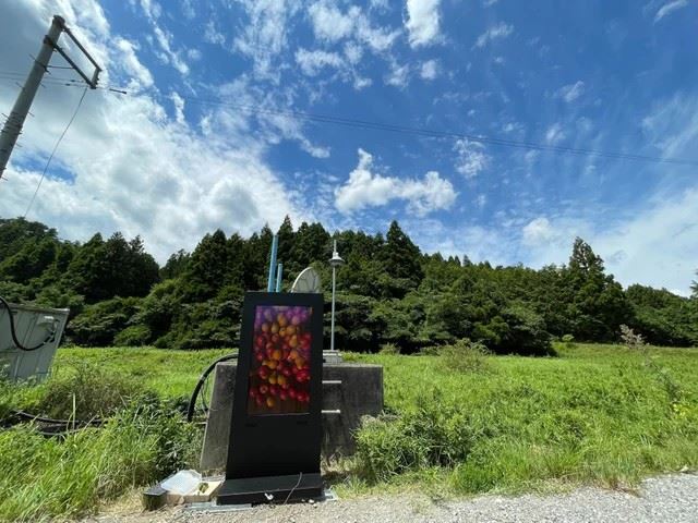 設置在田地正中央的戶外數位看板